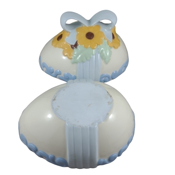 vintage Ceramic Easter Egg Candy Dish Container Sunflowers Spring Serving Ware - Picture 10 of 10